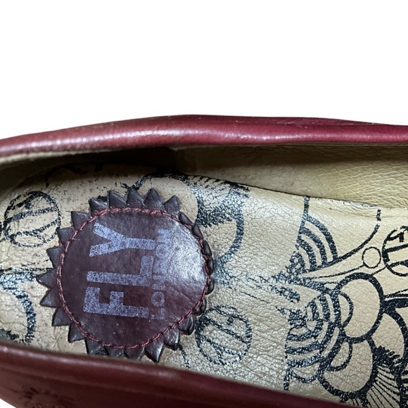 FLY LONDON Genuine Leather Burgundy Red Wedge Slip On Ballet Shoes US Sz 7 - Picture 6 of 10